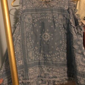 For the Republic Blue Paisley Sleeveless Top